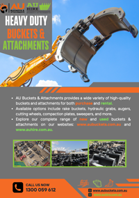 New & Used Loader Buckets, Excavator Attachments, Grabs | AU Buckets Perth